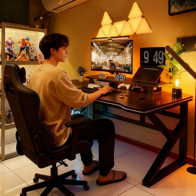 Esports Gaming Houses - Black E-sports Style Computer Desk Gaming