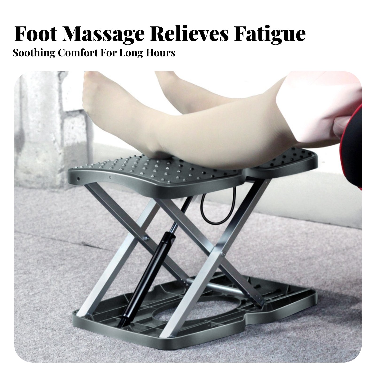 Footrest Under Desk - Adjustable Padded Footstool Non-Slip Surface Adjustable