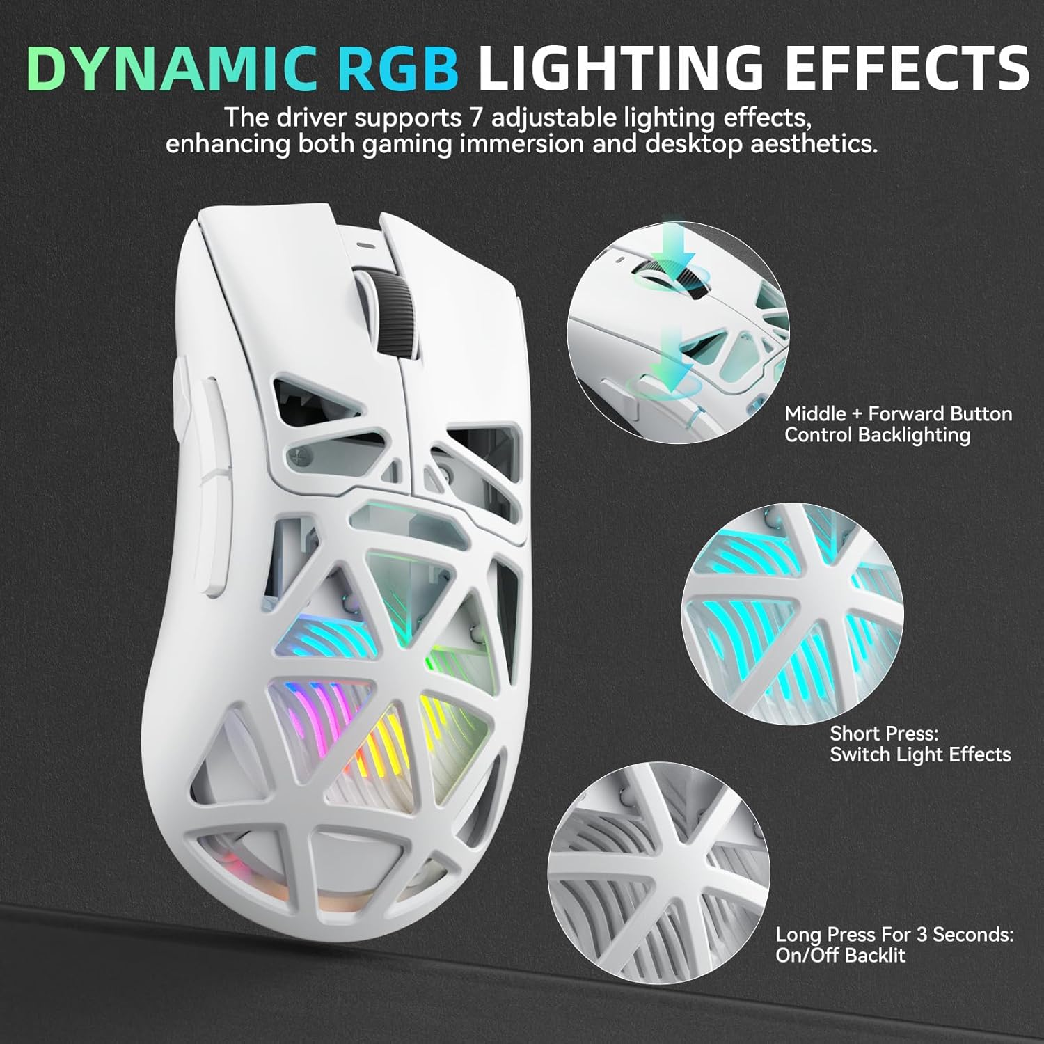 Esports Gaming Mouse Weight Adjustable - AULA SC620 Wireless Mouse Wired/Bluetooth/2.4G PAW3311