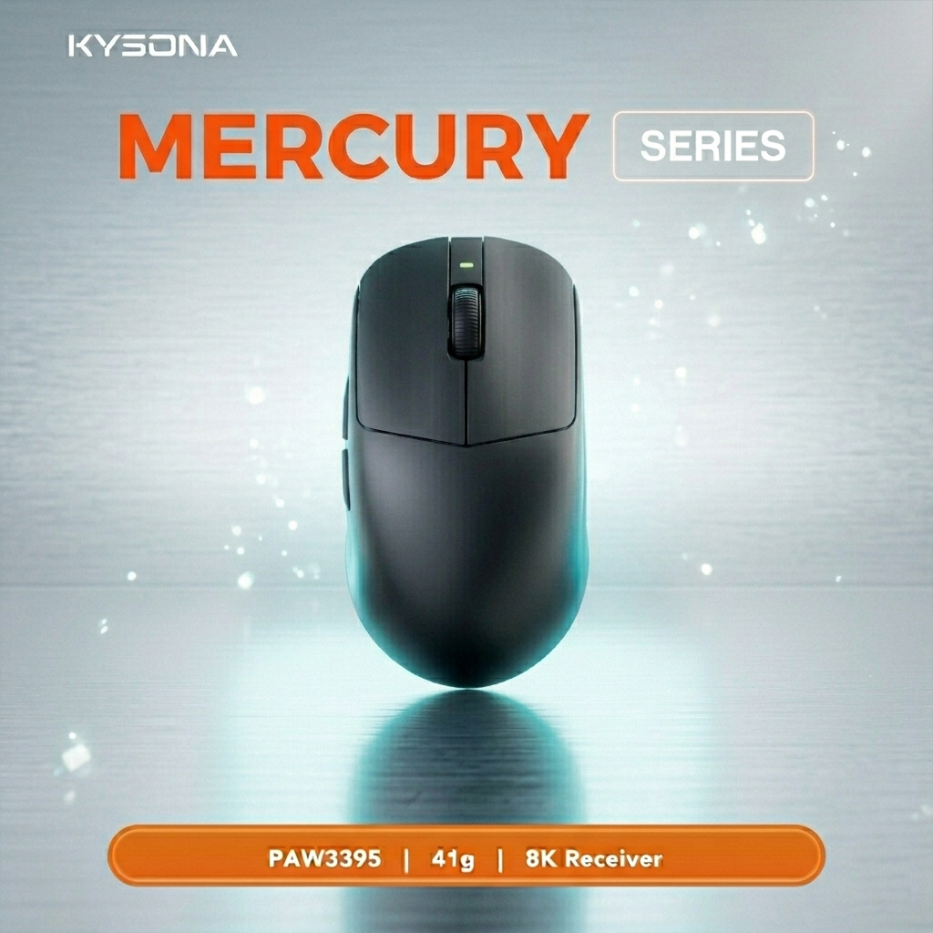 Esports Gaming Mouse Weight Adjustable - KYSONA Mercury Pro PAW3395 Wireless Gaming
