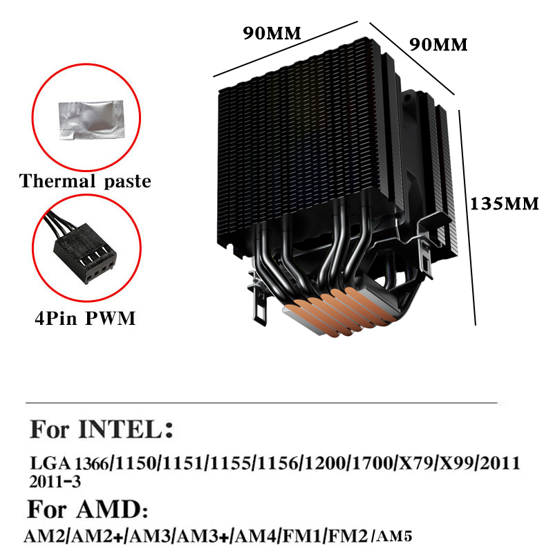 6 Heat Pipes CPU Air Cooler 4  - Esports Gaming Fan 评论和价格