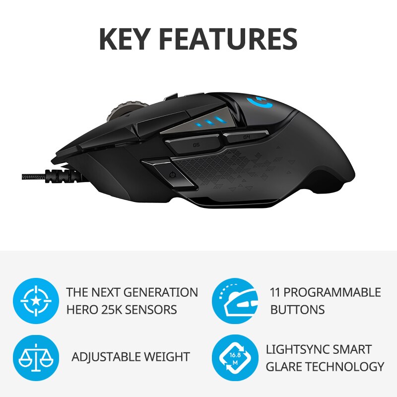 Original Logitech G502 HERO LI - Esports Gaming Mouse Weight Adjustable 评论和价格