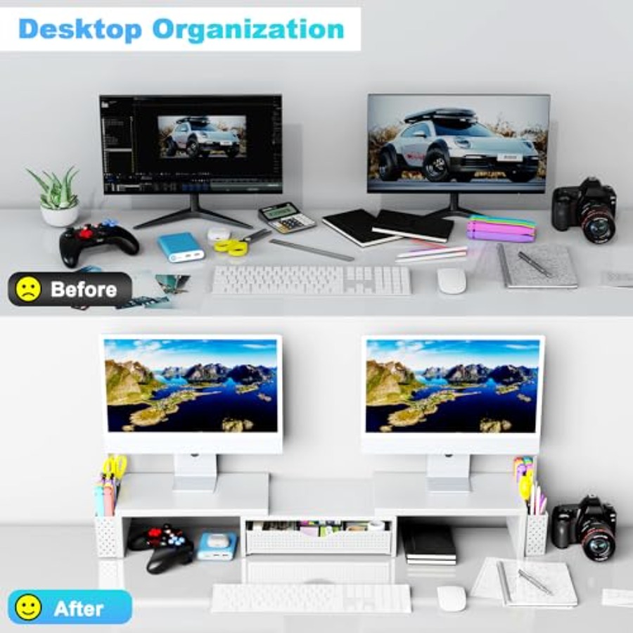 Metal Desk Organizers and Acce - Dual Monitor Stand 评论和价格